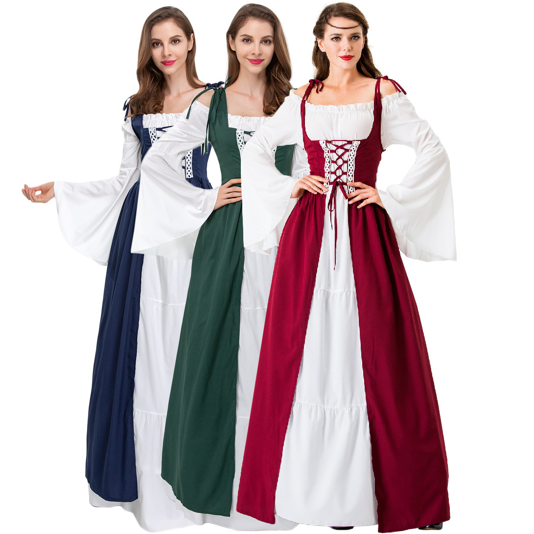 Medieval Renaissance Dress Women - 中世の女性王様ドレス ルネサンス ヴィクトリア朝 ヴィンテージガウン コスチューム レースアップ