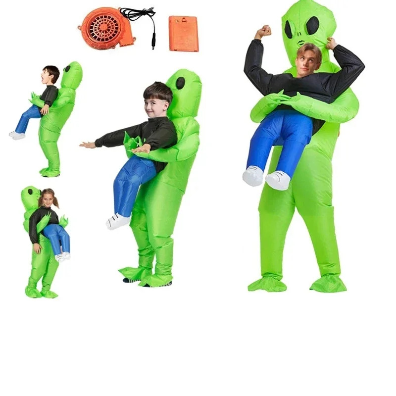 Inflatable Dinosaur Costume Adult - そしてモンスターインフレータブルキャリーグリーンエイリアンコスプレ大人用インフレータブル恐竜コスチュームパーティーフェスティバルステージNM33