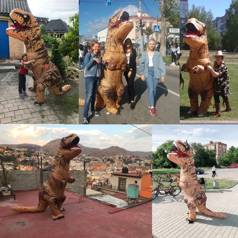 大人子供アニメ恐竜衣装プリムハロウィンパーティー衣装カーニバ - Inflatable Dinosaur Costume Adult のレビューと価格