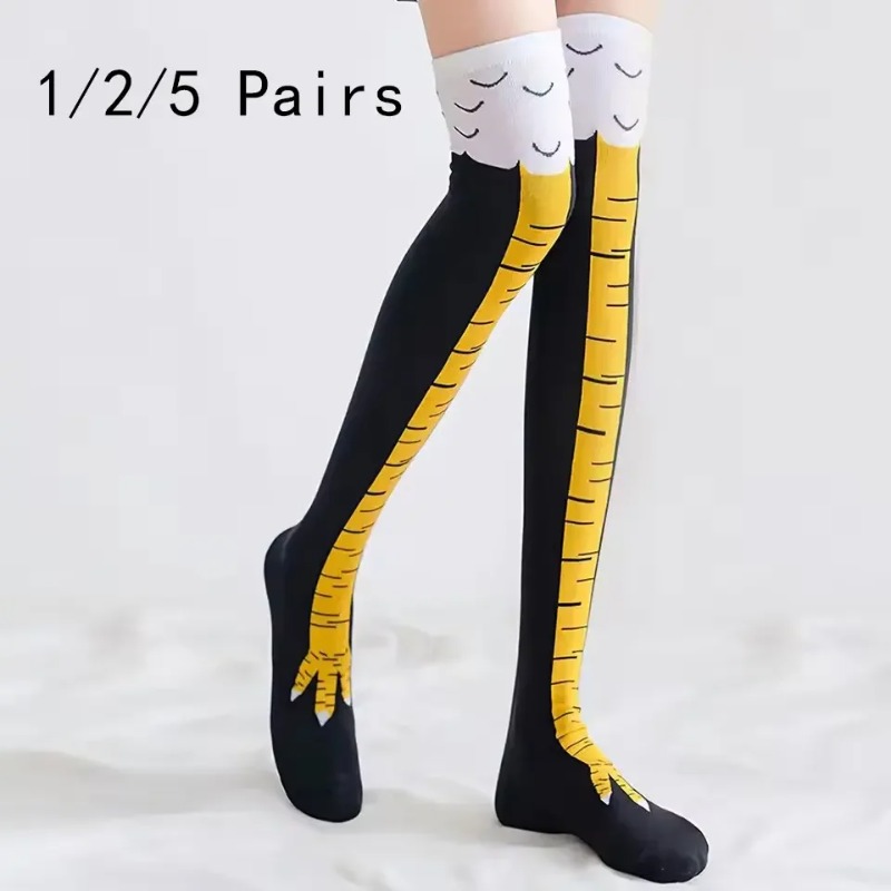 1/2/5足組 レディース ニーハイソックス トレンド カー - Funny Chicken Leg Socks のレビューと価格