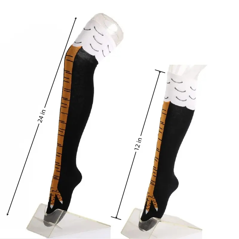 1/2/4 ペア女性ニーハイソックストレンディな漫画面白い鶏 - Funny Chicken Leg Socks のレビューと価格