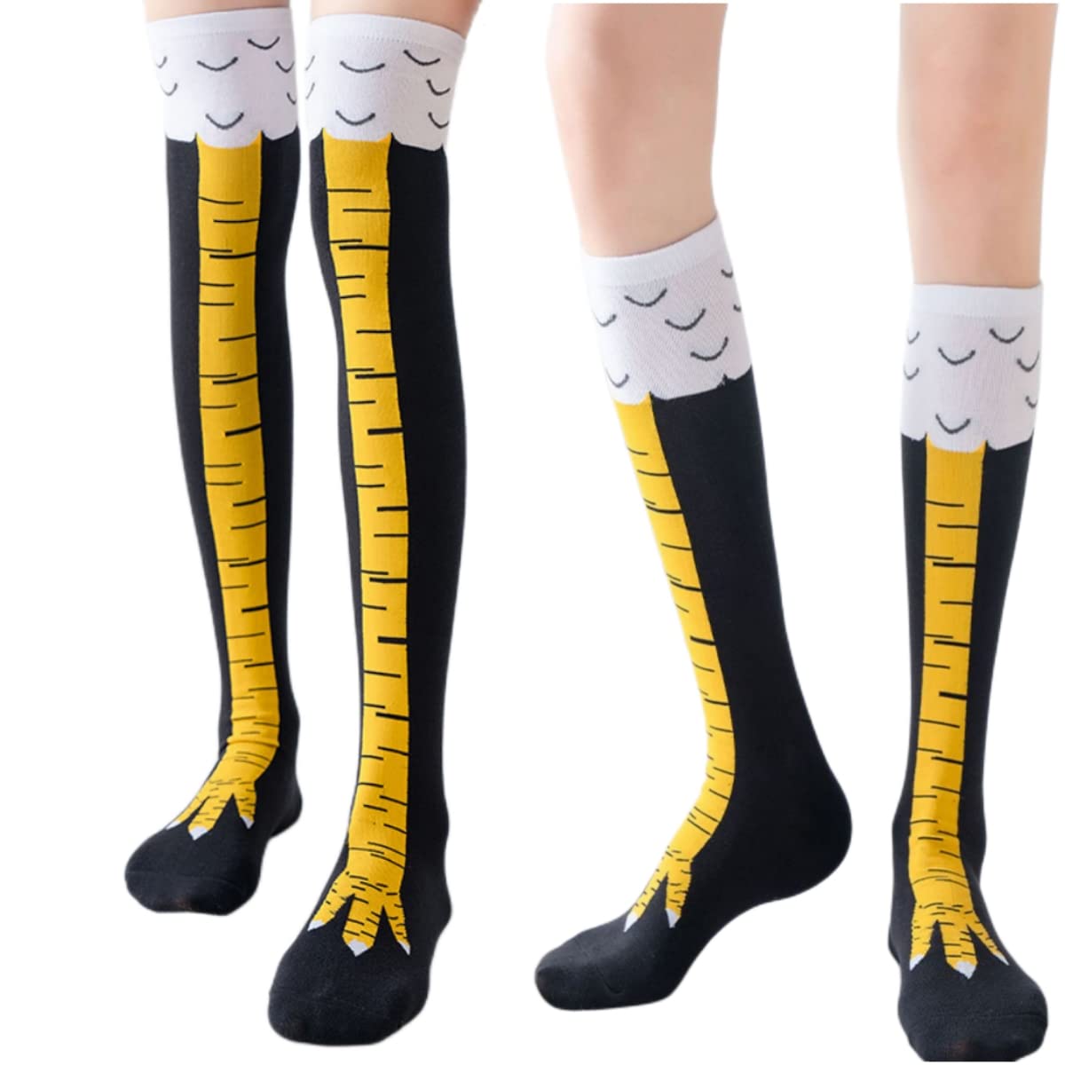 女性腿の高ストッキング鶏の足プリントロングソックスオーバーニ - Funny Chicken Leg Socks のレビューと価格