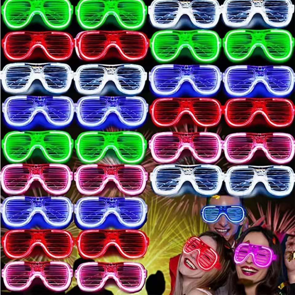 5～50個入り 光るLEDメガネ まとめ買い 5色 グローグ - Glow In The Dark Party Glasses のレビューと価格