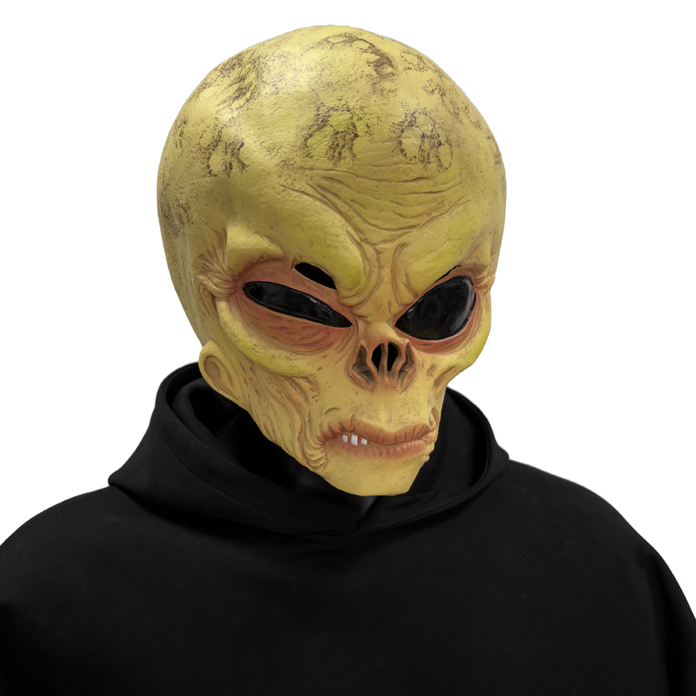 リアルなUFOエイリアンスカルマスクコスプレ大きな目エイリア - Latex Alien Mask Realistic のレビューと価格