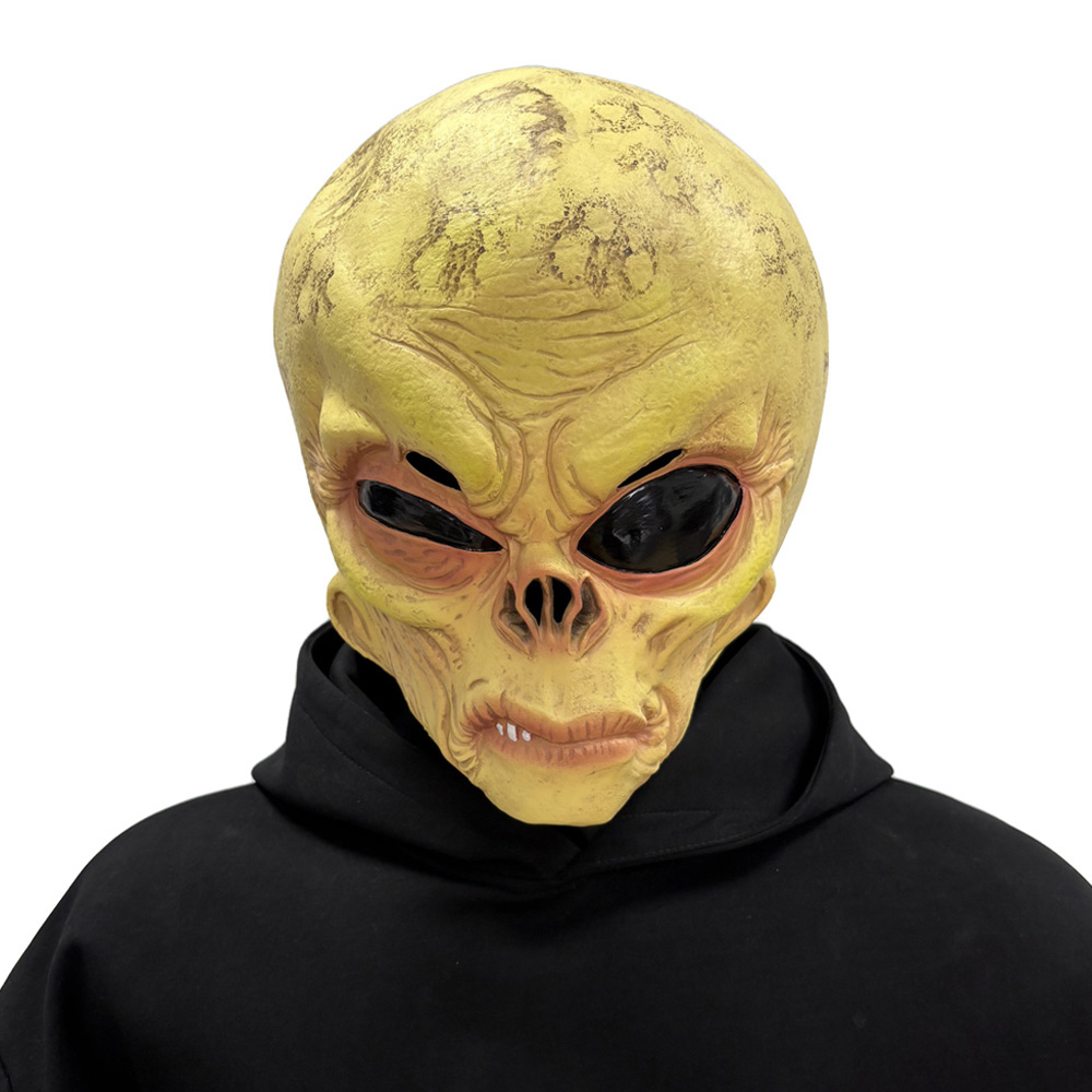 リアルなUFOエイリアンスカルマスクコスプレ大きな目エイリア - Latex Alien Mask Realistic のレビューと価格