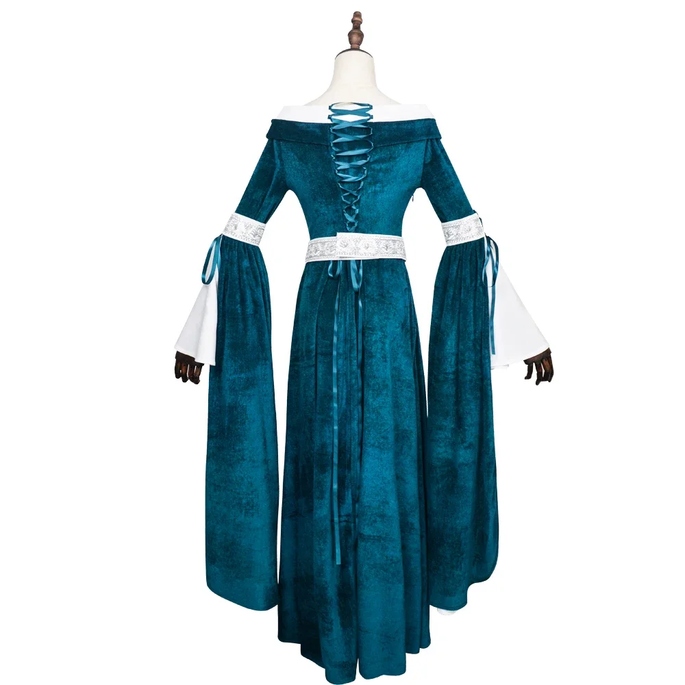 中世ルネサンスエルフスタイルドレス オフショルダー ティール - Medieval Renaissance Dress Women のレビューと価格
