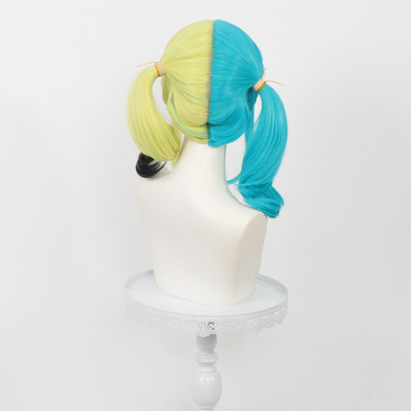 アニメカナリコスプレウィッグ耐熱黄緑ピグテール女性人工毛ハロ - Anime Cosplay Wig Heat Resistant のレビューと価格