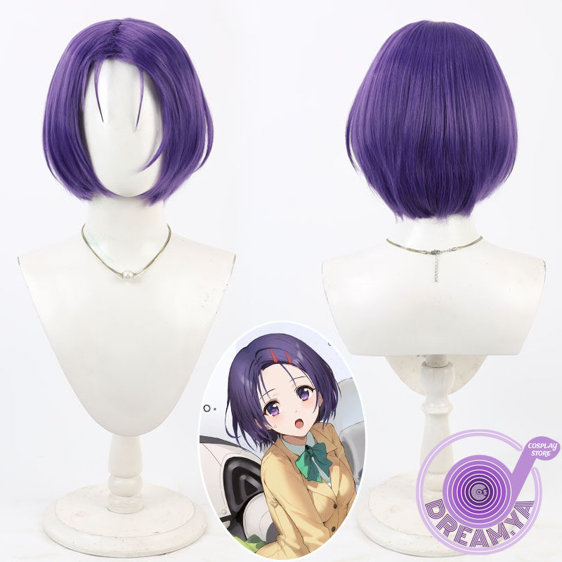 彩蓮寺春菜 コスプレウィッグ パープル ショート アズールレ - Anime Cosplay Wig Heat Resistant のレビューと価格