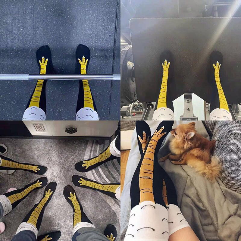 女性用チキンパウソックス アニメチキンクロウロングソックス  - Funny Chicken Leg Socks のレビューと価格