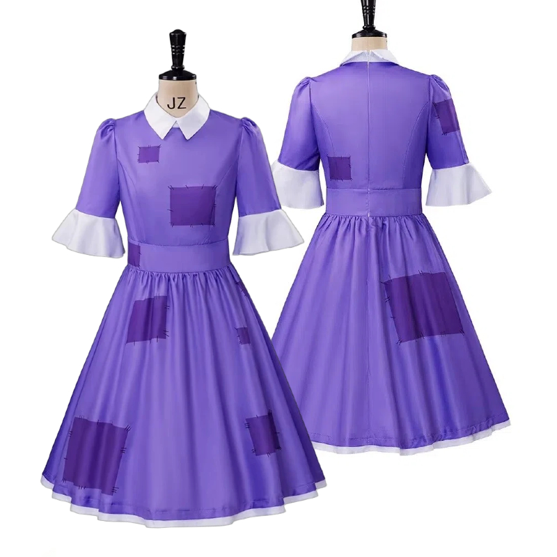 サーカスジャックスコスプレドレス女性パープルパッチワーク半袖 - Medieval Renaissance Dress Women のレビューと価格