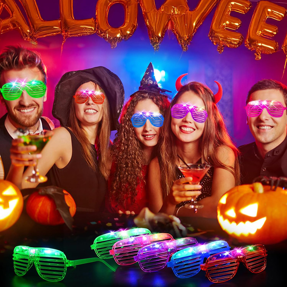 LEDメガネ 6色ネオンカラー 暗闇で光る パーティーグッズ - Glow In The Dark Party Glasses のレビューと価格