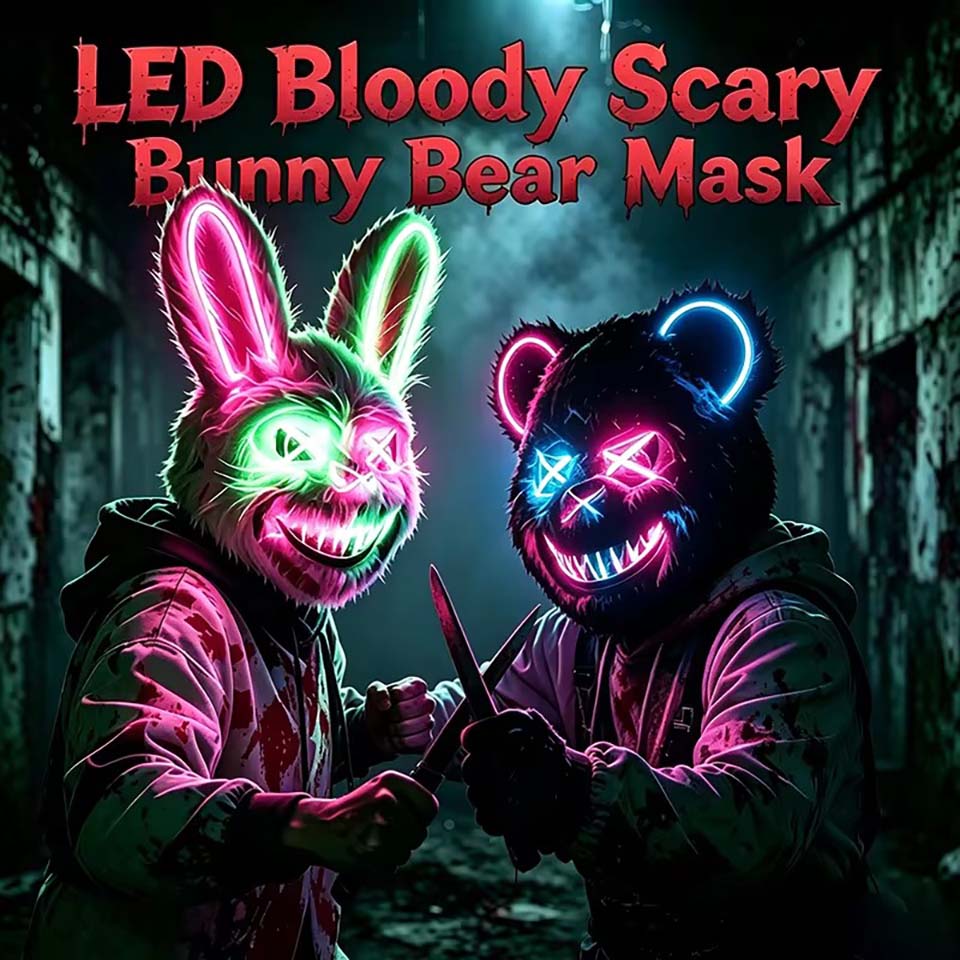 LEDブラッディラビットマスク 光る殺人黒熊マスク ハロウィ - Led Purge Mask Halloween のレビューと価格
