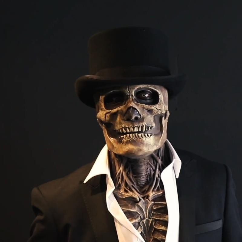 不気味な脳スケルトンマスクスカルヘッドギアコスプレ血まみれの - Led Purge Mask Halloween のレビューと価格