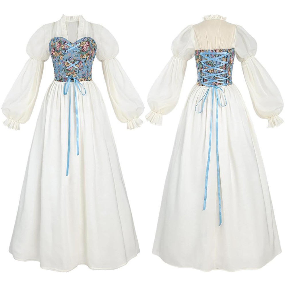 ルネサンス様式のコルセットウエストドレス。中世の舞台パフォー - Medieval Renaissance Dress Women のレビューと価格