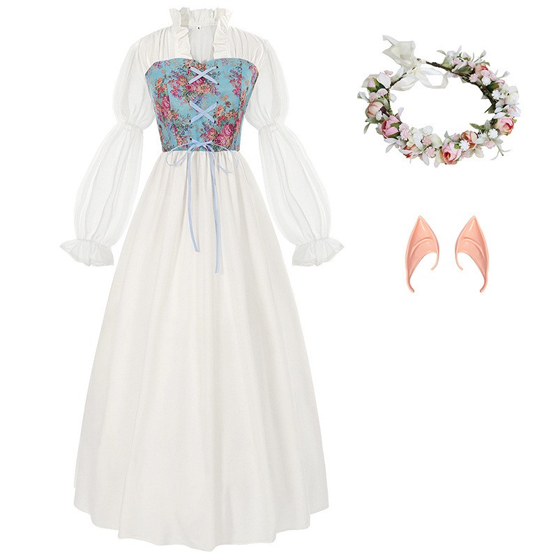 ルネサンス様式のコルセットウエストドレス。中世の舞台パフォー - Medieval Renaissance Dress Women のレビューと価格