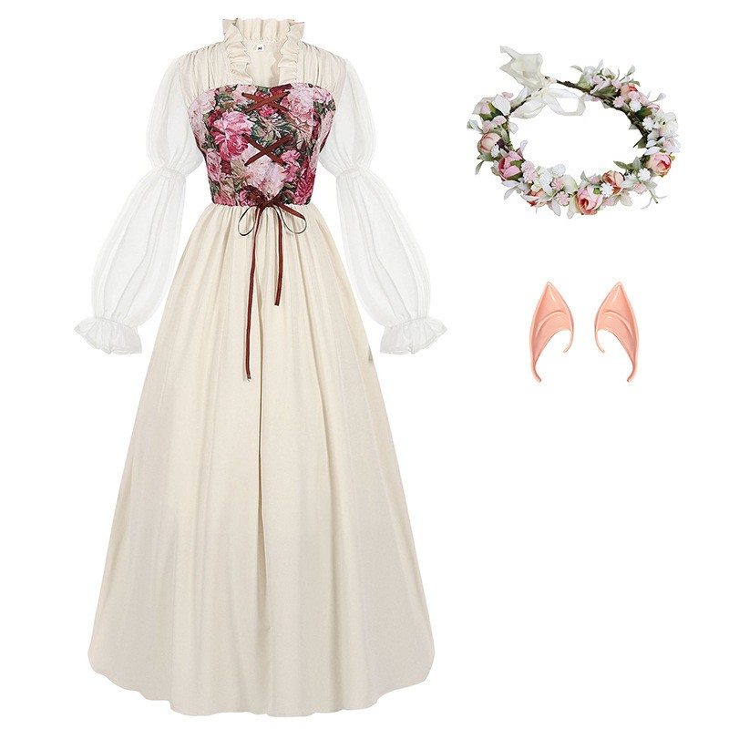 ルネサンス様式のコルセットウエストドレス。中世の舞台パフォー - Medieval Renaissance Dress Women のレビューと価格